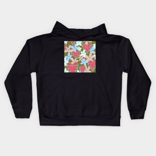 Monstera hearts and tropical florals Kids Hoodie